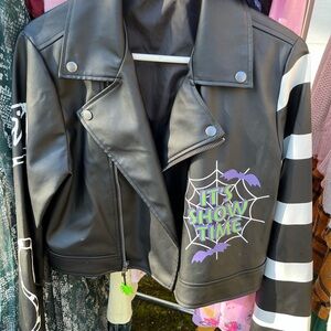Beetlejuice Cropped Faux Leather Jacket